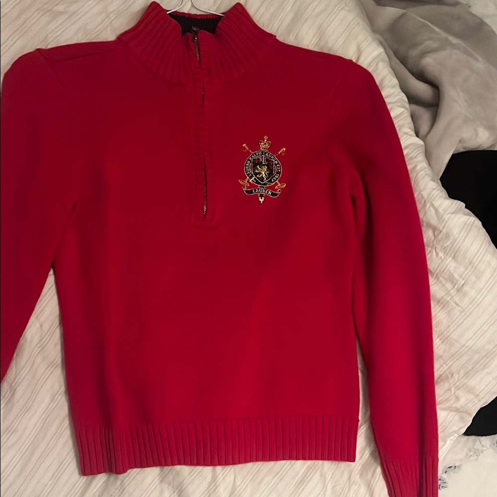 Ralph Lauren Red Half-Zip Sweater